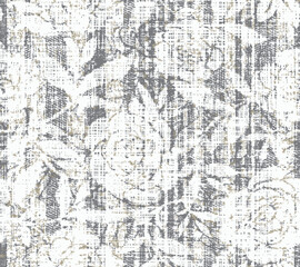 Vector Earth Modern beige cream with Carpet bathmat Boho style ethnic floral damask design, pattern with distressed woven texture and effect