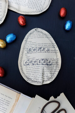 DIY Easter egg made of sewn pages