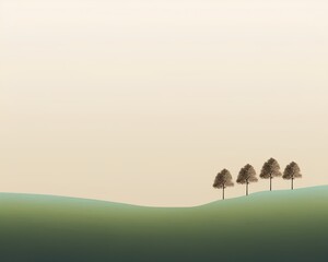Fototapeta na wymiar Landscape with trees in the hills. Vector illustration for your design