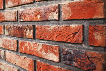 Old vintage brick wall texture in perspective texture as background