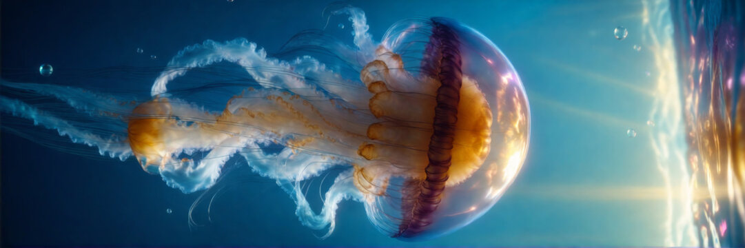 ocean meduse blue deep macro tentacle