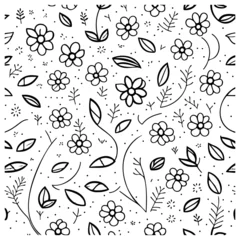 Fotobehang Blossom seamless pattern fabric Doodle illustration sketch draw © Ivanda