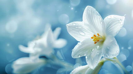 Fototapeta na wymiar Spring white blossom against blue sky flower fresh