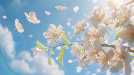 Spring white blossom against blue sky flower fresh