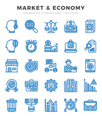Set of Two Color Market & Economy Icons. Two Color art icon. Vector illustration