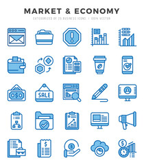 Simple Set of Market & Economy Related Vector Two Color Icons.