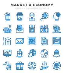 Set of Market & Economy Icons Two Color icons collection.