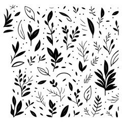 floral plant leaf flower seamless pattern Doodle illustration sketch draw