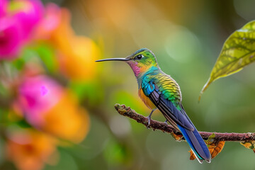 Purple-tailed Sylph, (Aglaiocercus coelestis), Violet-tailed sylph, Silfo Celeste 