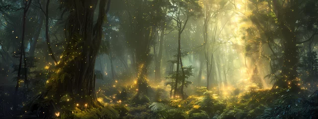 Fotobehang Whispering Woods: The Luminous Heart of the Forest © Manuel