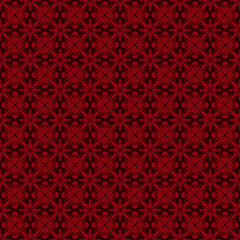 Abstract floral geometric pattern elements templates. Seamless symmetrical illusion floral shapes with red color. 
