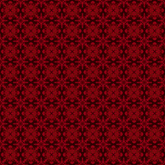 Abstract floral geometric pattern elements templates. Seamless symmetrical illusion floral shapes with red color. 