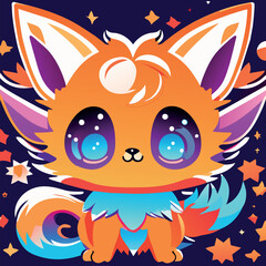 intricately detailed, bright color depth, anime space background, vector illustration kawaii