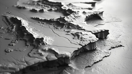Surt district of Libya. Grayscaled map with lakes 