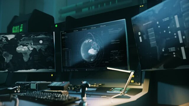 Spy radar interface looking for the satellites orbiting around the earth. Spy radar interface connecting to the target observing United Kingdom. Spy radar interface steals the secret information data.