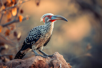 Bird red-billed hornbill, Namibia, Africa wildlife, World Wildlife Day - Powered by Adobe