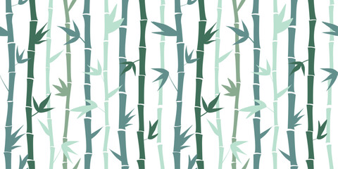 Fototapeta na wymiar Seamless pattern with abstract vertical bamboo stems. Vegetable green simple print. Vector graphics.