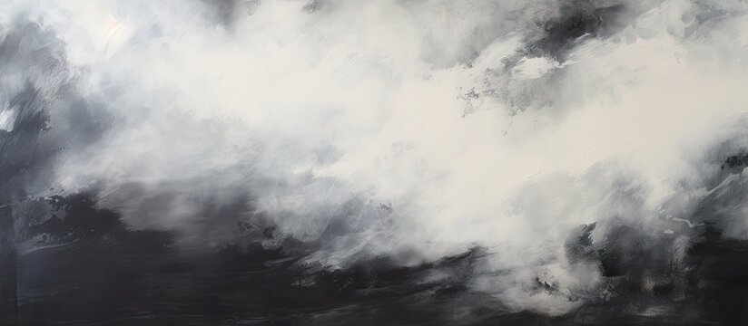 Monochromatic Abstract Art: Acrylic Painting of Bold Black and White Cloud in Modern Expressionism