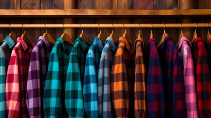 Flannel shirts in various vibrant colors