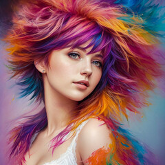 Woman with colorful hair 