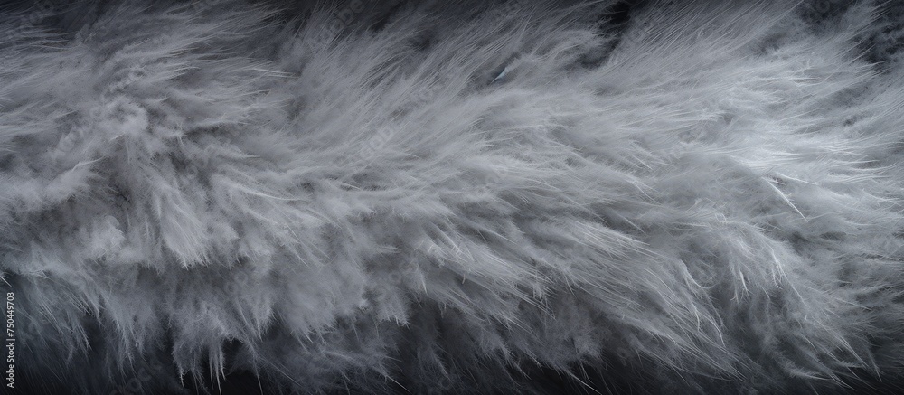 Poster delicate white feather resting on a dark textured background