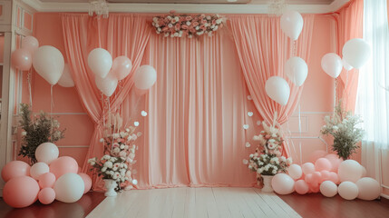 hugs and kisses backdrop props, floor, only hot-pink colors