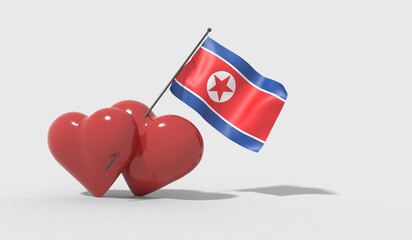 Obraz premium Cuori uniti da una bandiera con colori North Korea