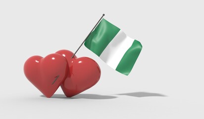 Cuori uniti da una bandiera con colori Nigeria