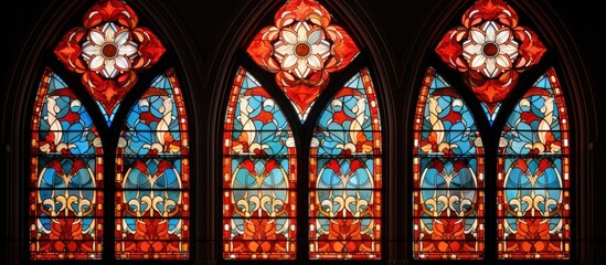 Majestic Stained Glass Window Illuminating Religious Monuments with Vibrant Colours and Intricate Patterns