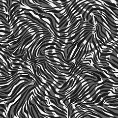 Seamless vector monochrome zebra fur overlap pattern. Stylish wild zebra print