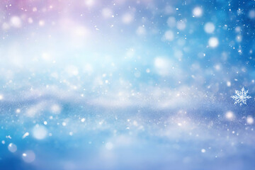 Fototapeta premium Abstract winter magic background with glitter, snowflake, sparkle and bokeh