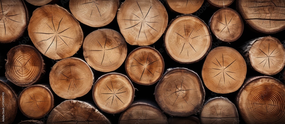 Poster stack of various wood logs representing sustainable forestry and natural resource management