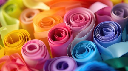 Detailed close up shot of a bunch of rolled up paper, perfect for educational or office related projects