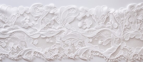 Elegant Silk White Lace with Intricate Floral Pattern for Crafts and Decor