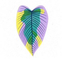 Trendy risograph print with texture style. Set of hand-drawn leafs. Graphic drawing of colorful leaves on white background. Illustration of leaf.