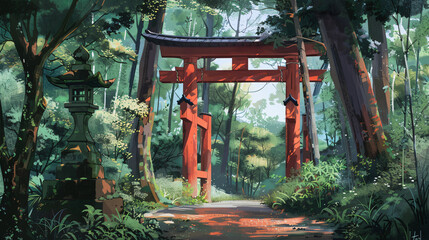 Tori Gate Illustration Full color