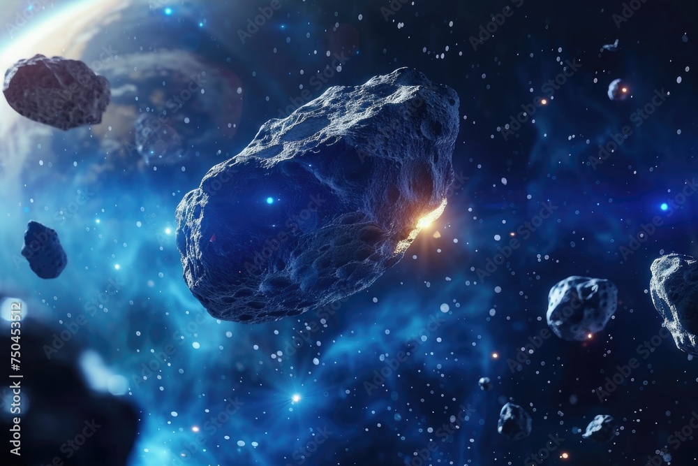 Aufkleber image of rocks floating in space, suitable for science fiction and outer space themed designs