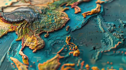 Foto op Aluminium Detailed close up of a world map, perfect for educational materials © Fotograf