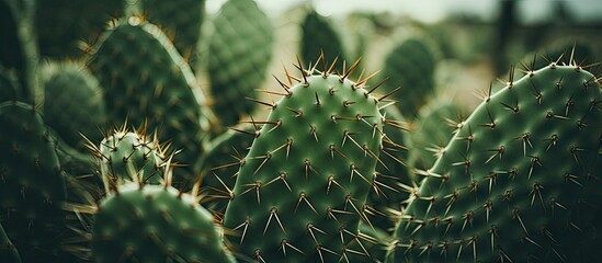 Spiky Cactus Plant: A Resilient Succulent Enduring Harsh Conditions with Sharp Spines - obrazy, fototapety, plakaty