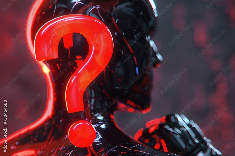 Aufkleber close up of a person with a question mark on their face. suitable for educational concepts