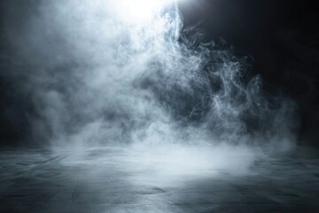 A dark room with smoke billowing out, suitable for illustrating fire safety concepts - obrazy, fototapety, plakaty
