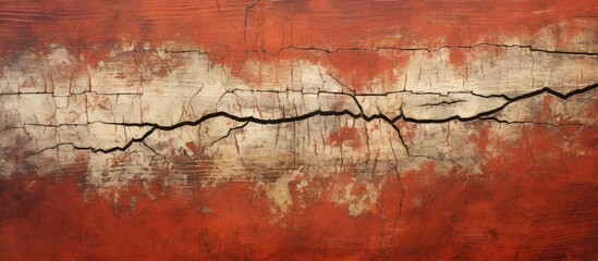 Dramatic Red Wall with Layers of Cracked Paint and Weathered Texture
