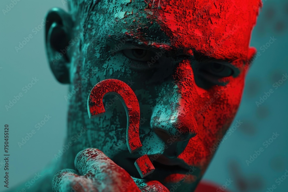 Poster close up of a person with red paint, suitable for artistic projects