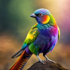 colorful small colorful bird on a branch