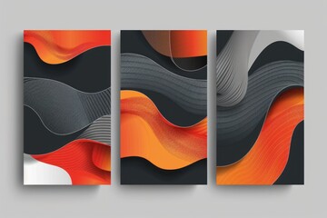 Set of three vertical banners with abstract shapes. Perfect for modern design projects