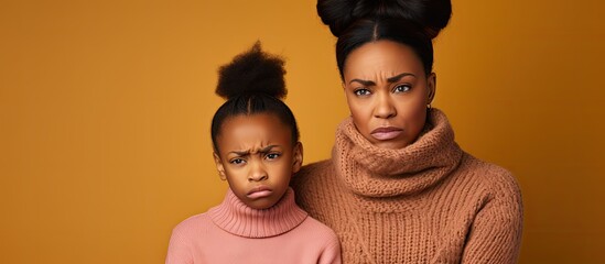 Two Women in Sweaters and Scarves Reacting with Disgust and Aversion - obrazy, fototapety, plakaty