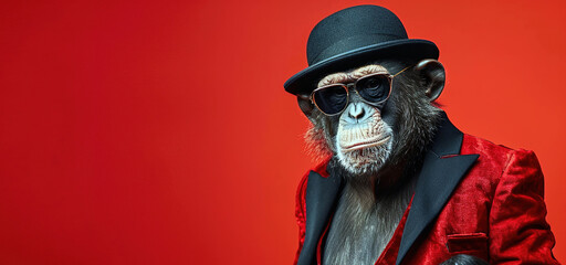 monkey in glamorous high class fashion clothes