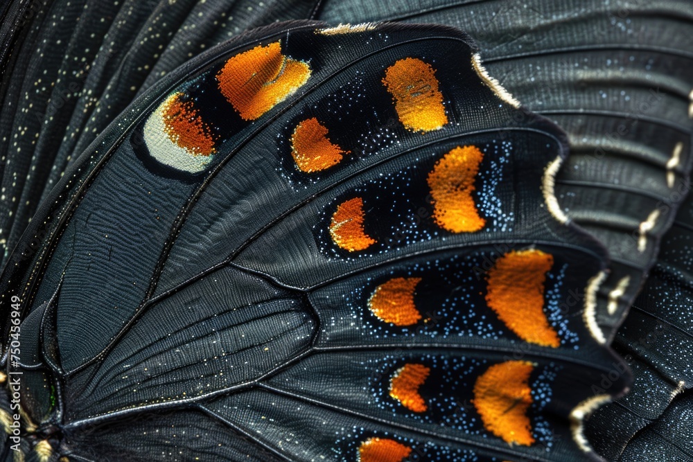 Poster detailed close up of a butterfly's wing, perfect for nature and science projects