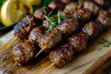 Raw meat covered in sauce on a cutting board, ideal for food concepts