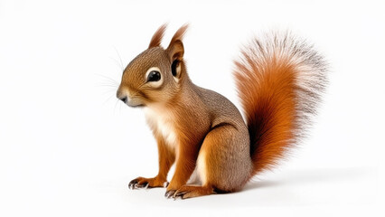 Squirrel on a white background. Red squirrel on a white background.